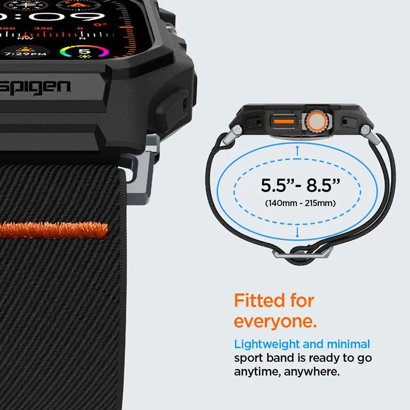 Spigen Lite Fit „Pro“ – dėklas su dirželiu, skirtas Apple Watch Ultra 1/2 49 mm (matinė juoda)