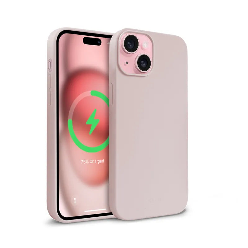 Crong Color Cover Magnetic - iPhone 15 MagSafe dėklas (smėlio spalvos rožinis)