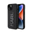 Karl Lagerfeld 3D Rubber Glitter Logo dėklas, skirtas iPhone 15 (juodas)