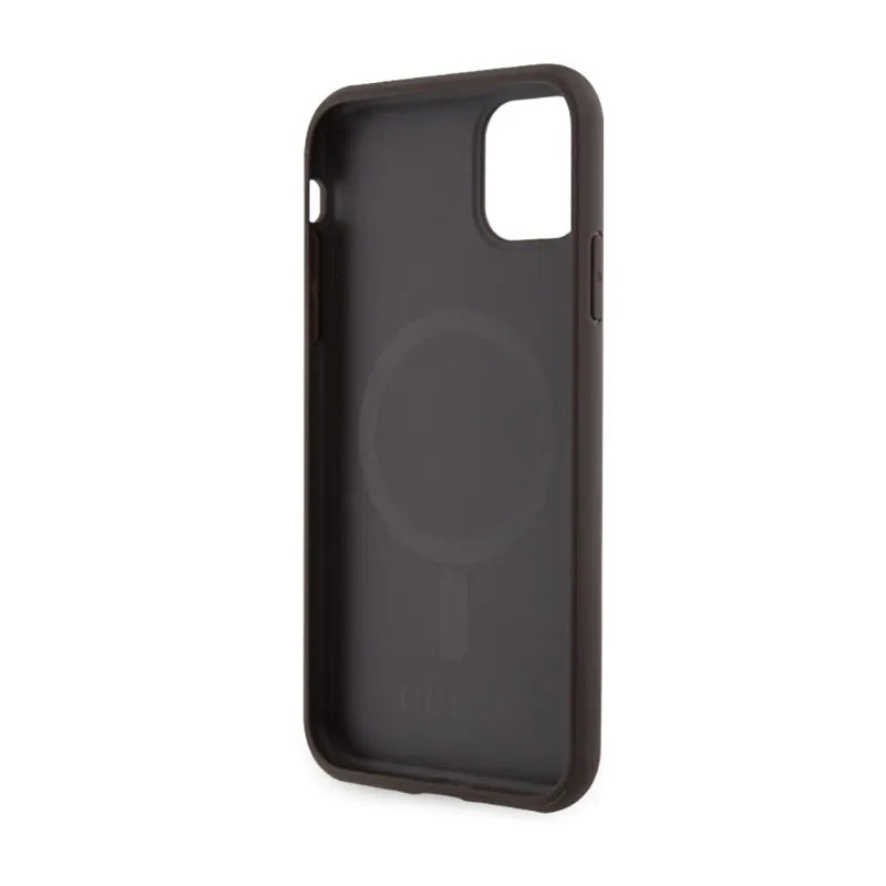 Guess 4G Printed Stripes MagSafe – Dėklas iPhone 11 (Rudas)