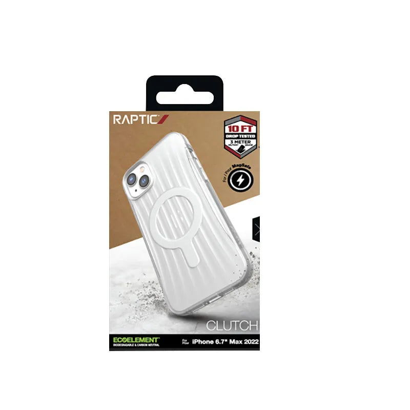 X-Doria Raptic Clutch MagSafe – biologiškai skaidus dėklas, skirtas iPhone 14 Plus (atsparus kritimui iš 3 m) (skaidrus)