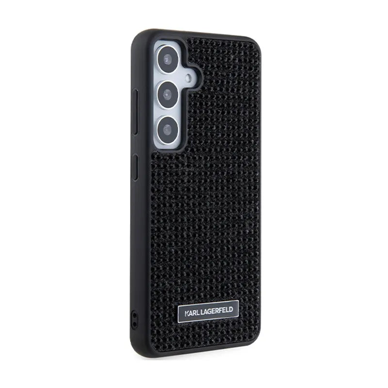 Karl Lagerfeld Rhinestone Metal Logo – dėklas Samsung Galaxy S24+ telefonui (juodas)