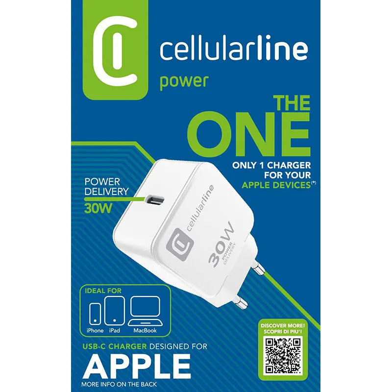 Cellularline The One - USB-C Power Delivery 30W tinklo įkroviklis (baltas)