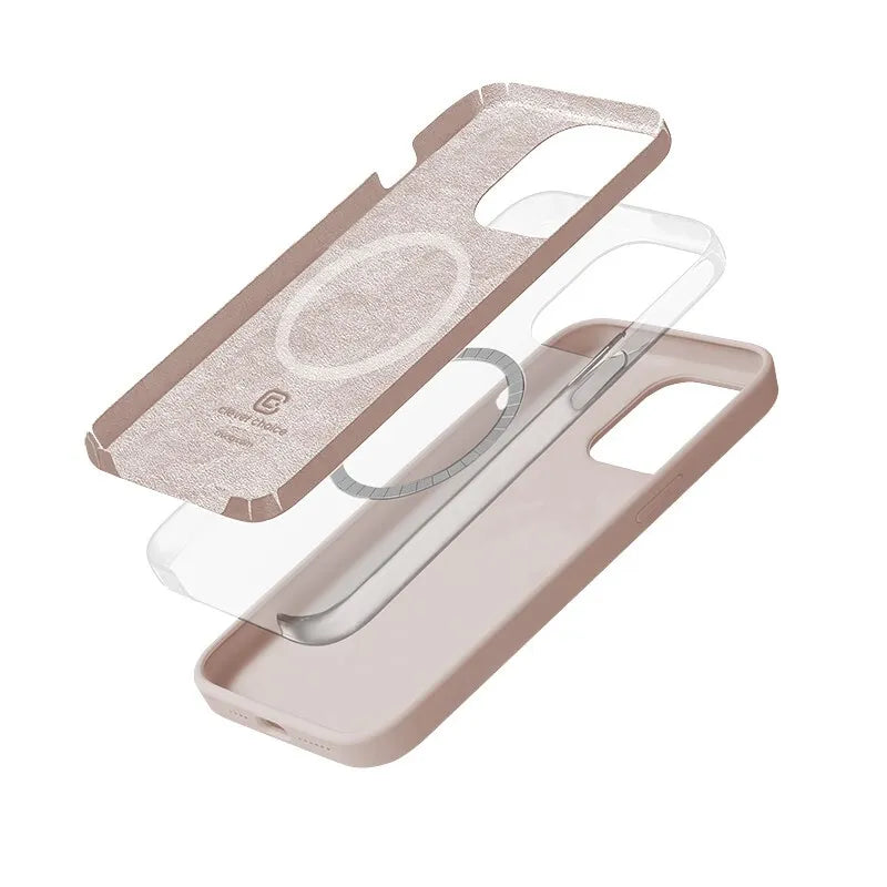 Crong Color Cover Magnetic – „iPhone 14 Pro Max“ „MagSafe“ dėklas (smėlio rožinė)