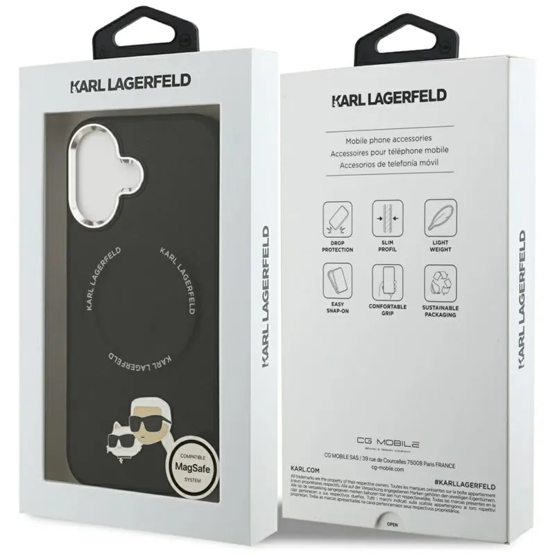 Karl Lagerfeld Karl & Choupette Pins MagSafe – dėklas iPhone 17 (juodas)