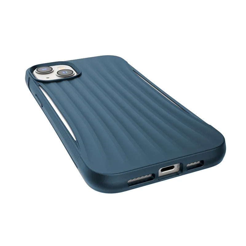 X-Doria Raptic Clutch – Biologiškai skaidus dėklas, skirtas iPhone 14 Plus (atsparus kritimams iš 3 m aukščio) (Mėlynas)
