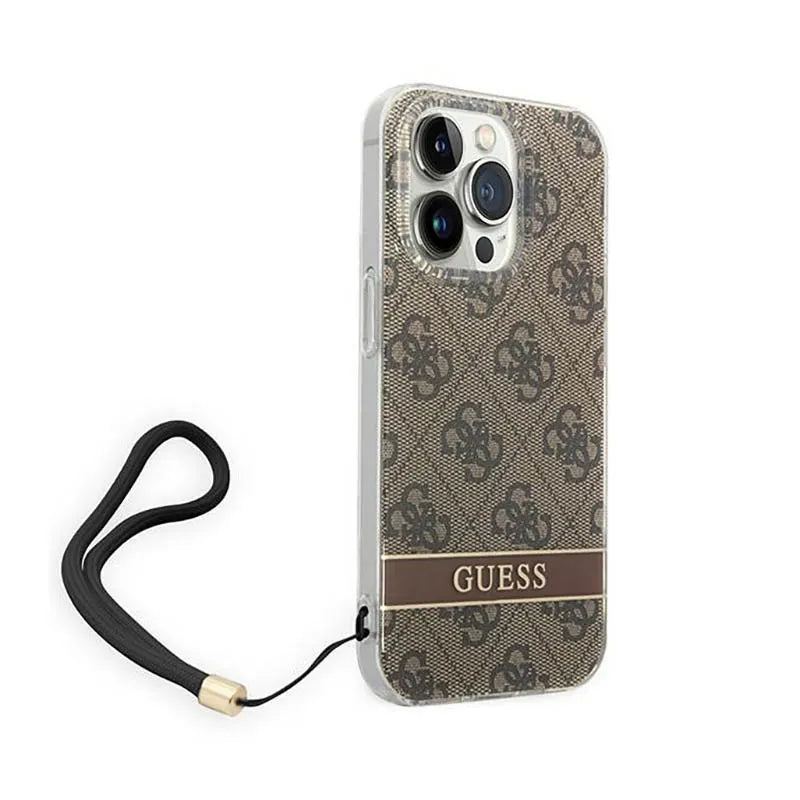 Guess 4G Print Cord - Dėklas iPhone 14 Pro (Rudas)