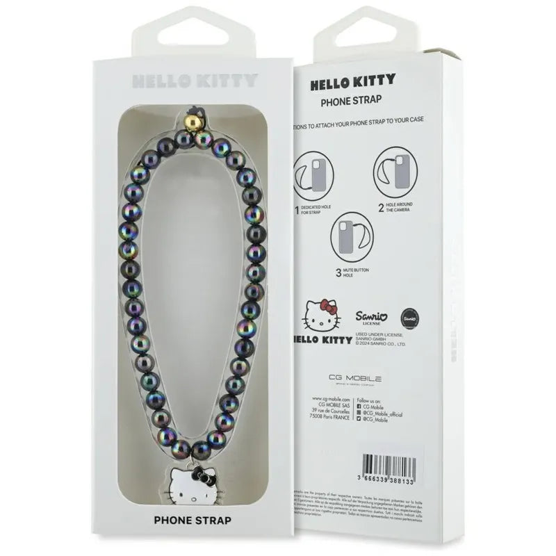 Hello Kitty Pearls Kitty Head - Telefono pakabukas (juodas)