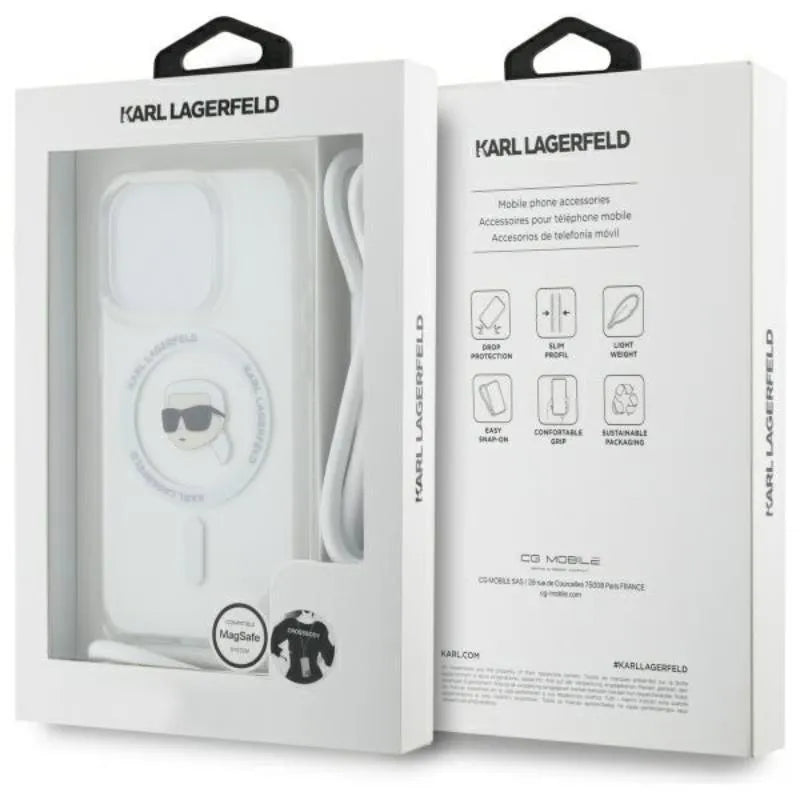 Karl Lagerfeld Crossbody IML Karl Head MagSafe - dėklas iPhone 16 Pro Max (skaidrus)