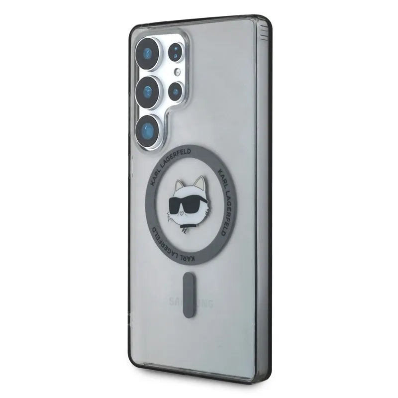 Karl Lagerfeld Button Choupette Head Printed Logo MagSafe - dėklas Samsung Galaxy S25 Ultra (juodas)