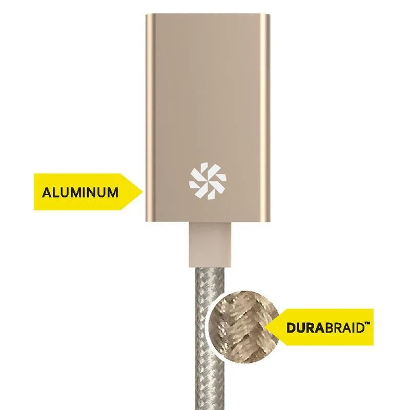 Kanex DuraBraid™ adapteris – USB-C į USB 3.0 A tipo aliumininis adapteris (auksinis)