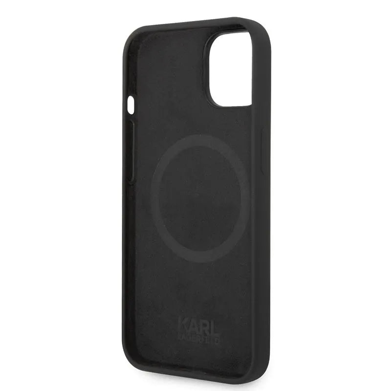 Karl Lagerfeld Silicone Ikonik Karl's Head MagSafe – dėklas iPhone 14 Plus telefonui (juodas)