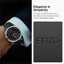 Spigen Enzo – natūralios odos dirželis Samsung Galaxy Watch 8 / 8 Classic 40 / 44 / 46 mm (juodas)