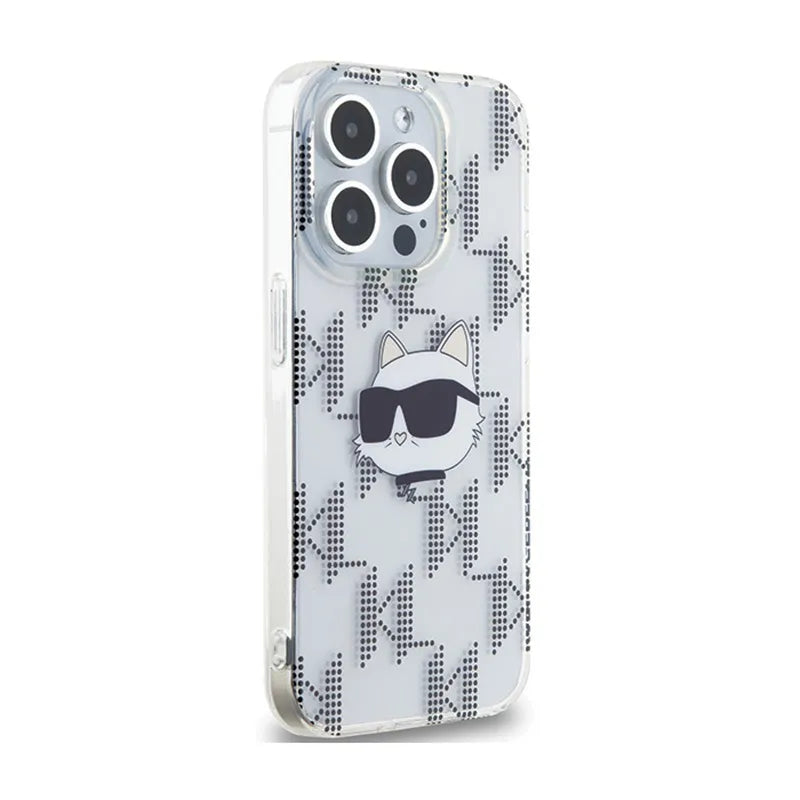 Karl Lagerfeld IML Choupette Head & Monogram - dėklas iPhone 15 Pro Max (skaidrus)