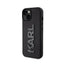 Karl Lagerfeld 3D Rubber Glitter Logo dėklas, skirtas iPhone 15 (juodas)