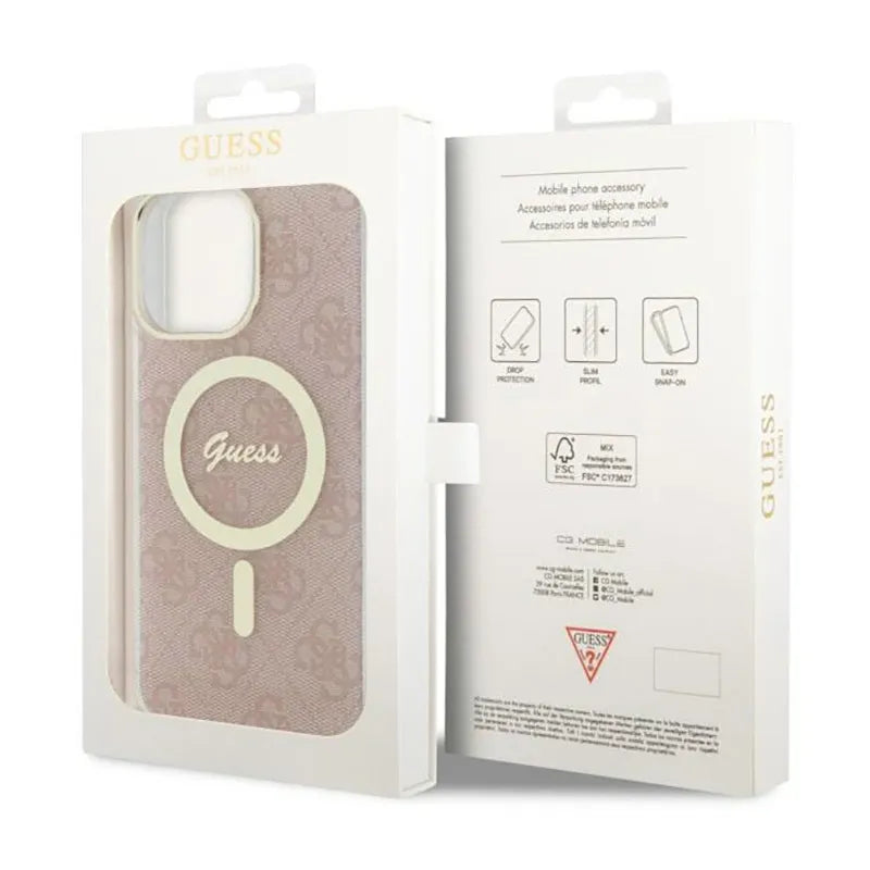 Guess 4G MagSafe – dėklas iPhone 14 Pro Max (rožinis)