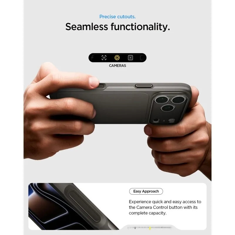 Spigen Thin Fit Mag MagSafe – dėklas, skirtas iPhone 18 Pro / 17 Pro (Gunmetal)