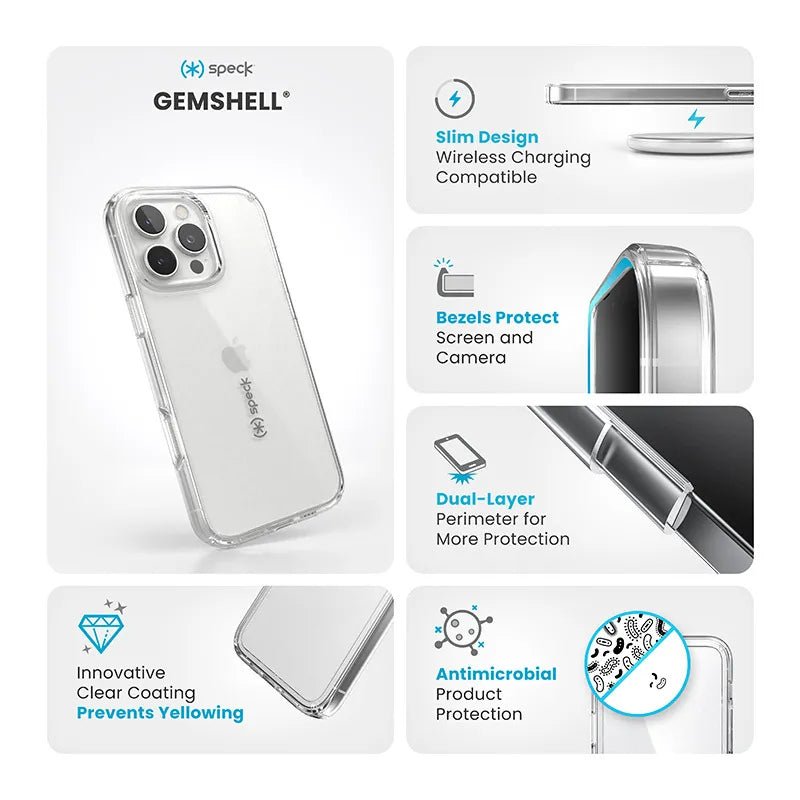 Speck Gemshell – dėklas Apple iPhone 16 Pro Max (skaidrus)