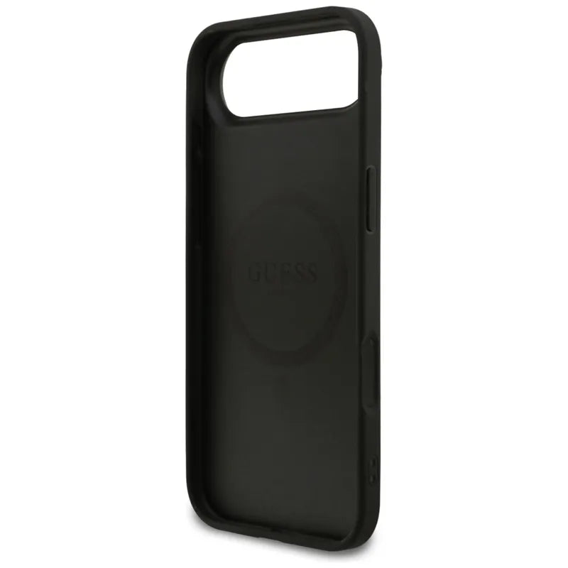 Guess Grained Ring MagSafe – dėklas iPhone Air (juodas)
