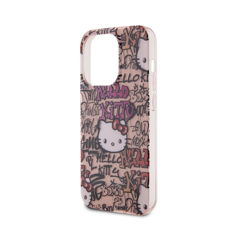 Hello Kitty IML Tags Graffiti – dėklas, skirtas iPhone 15 Pro (rožinis)