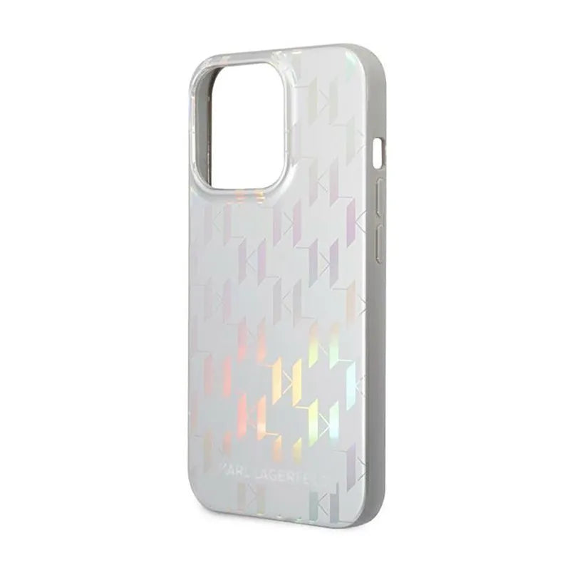 Karl Lagerfeld Monogram Iridescent - Dėklas, skirtas iPhone 14 Pro (sidabrinis)