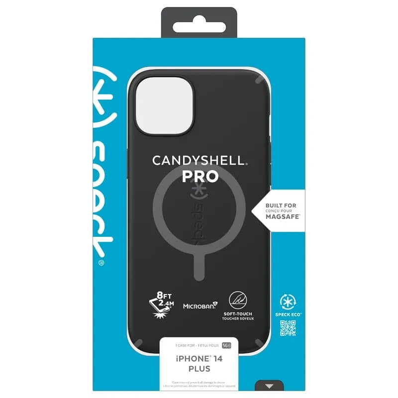 Speck CandyShell Pro + MagSafe – iPhone 14 Plus dėklas su MICROBAN danga (juoda / pilka)