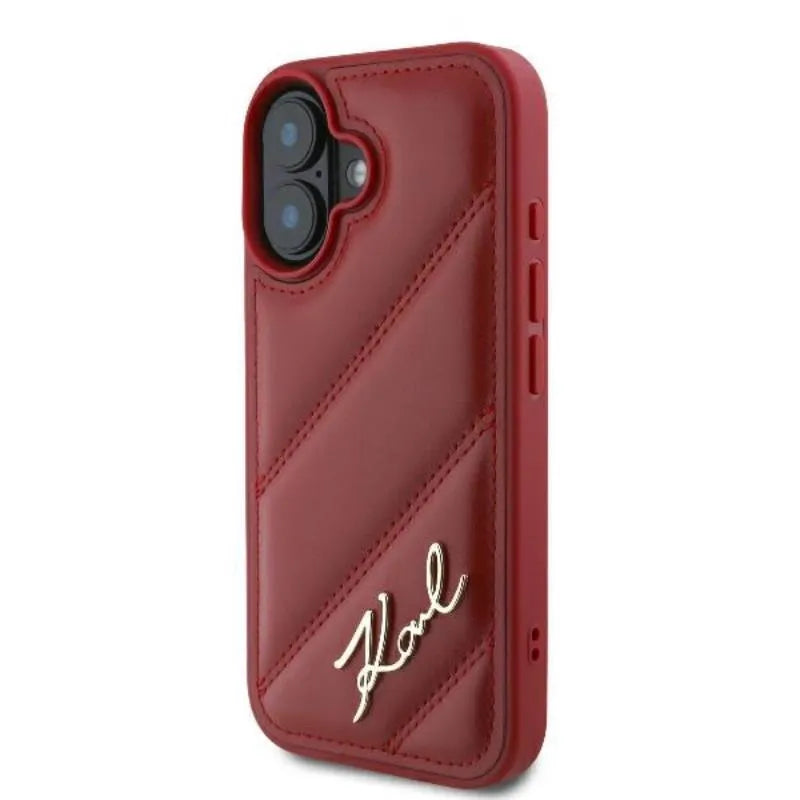 Karl Lagerfeld Quilted Signature - dėklas, skirtas iPhone 16 (raudonas)