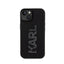 Karl Lagerfeld 3D Rubber Glitter Logo dėklas, skirtas iPhone 15 (juodas)