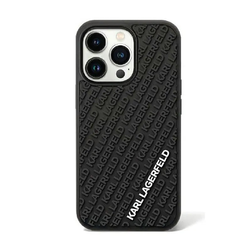 Karl Lagerfeld 3D Rubber Multi Logo dėklas, skirtas iPhone 11 (juodas)