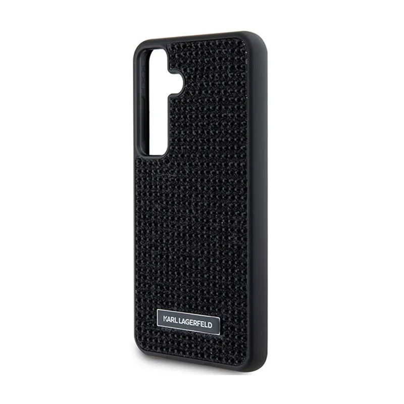 Karl Lagerfeld Rhinestone Metal Logo – dėklas Samsung Galaxy S24+ telefonui (juodas)