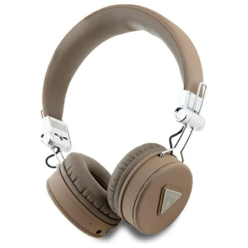 Guess Grained Classic Round Shape – belaidės Bluetooth ENC ausinės (rudas)