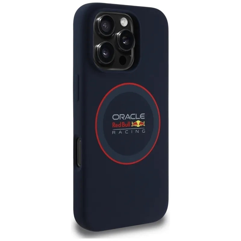 Red Bull Silicone Red Ring MagSafe – dėklas iPhone 16 Pro Max (tamsiai mėlynas)