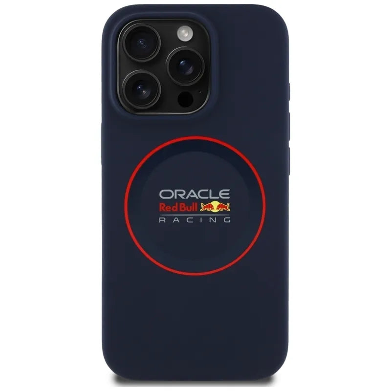 Red Bull Silicone Red Ring MagSafe – dėklas iPhone 16 Pro Max (tamsiai mėlynas)