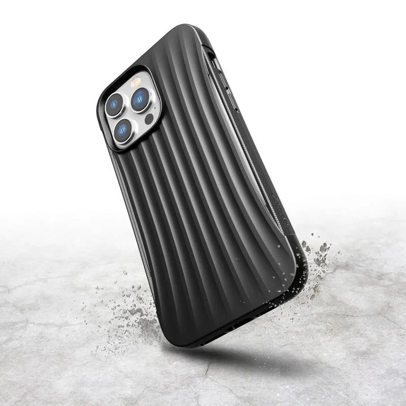 X-Doria Raptic Clutch – Biologiškai skaidus dėklas, skirtas iPhone 14 Pro Max (atlaikė kritimą iš 3m) (juodas)
