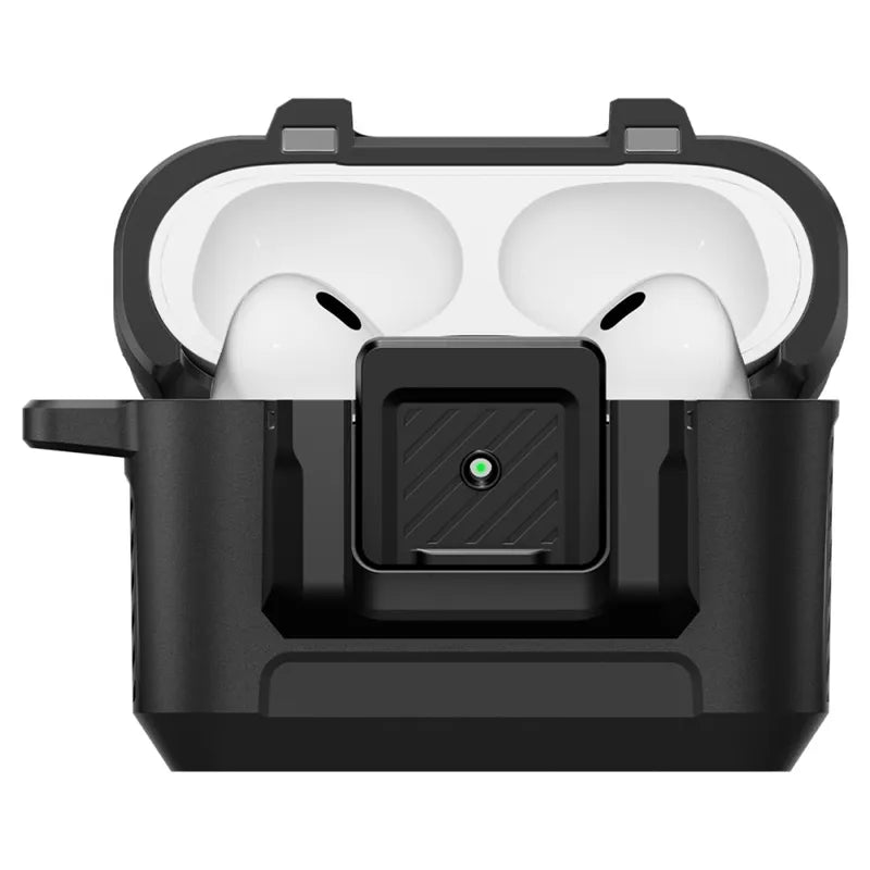 Spigen Lock Fit – šarvuotas dėklas, skirtas Apple AirPods Pro 3 (matinė juoda)