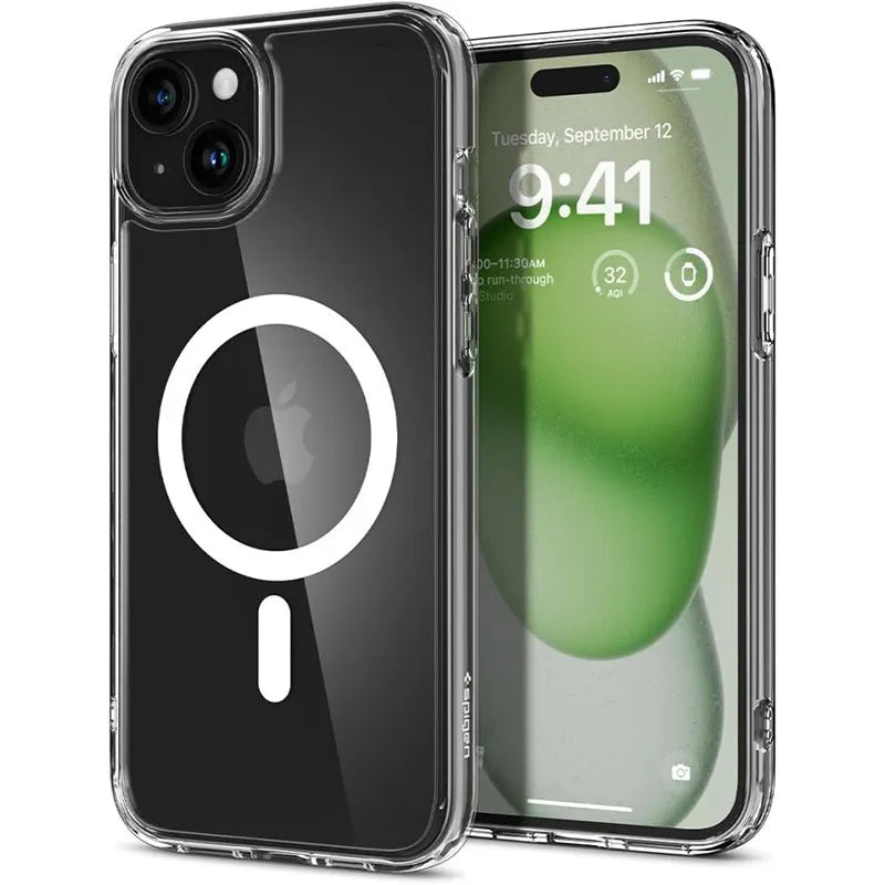 Spigen Ultra Hybrid MagSafe – dėklas iPhone 15 (baltas)