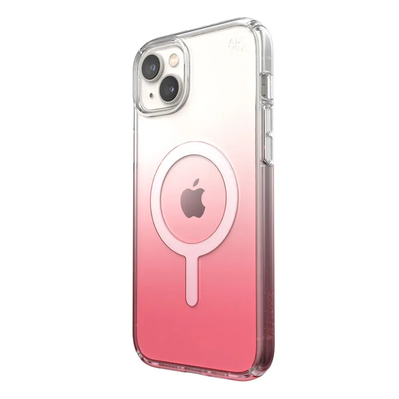Speck Presidio Perfect-Clear + Ombre + MagSafe - dėklas iPhone 15 Plus / 14 Plus su MICROBAN danga (Skaidrus / Vintage Rose Fade)