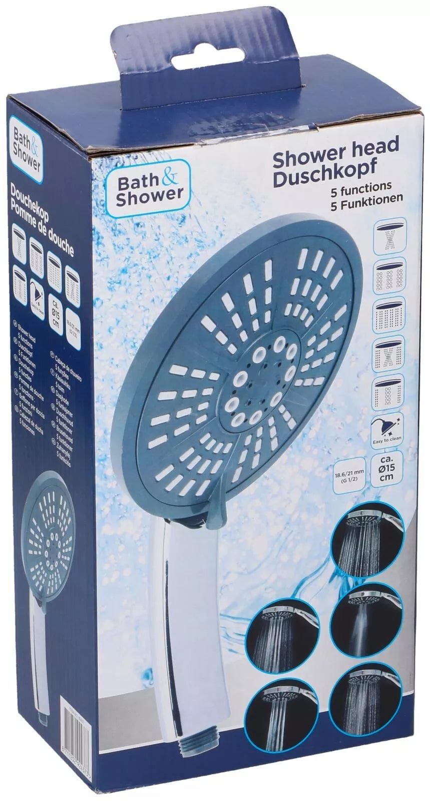 Bath & Shower dušo galvutė, Ø15 cm, 5 purškimo režimai 871125292437