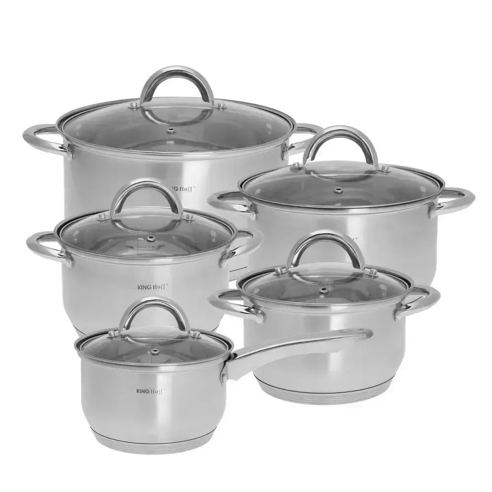 Kinghoff puodų rinkinys 10 dalių, plienas KH-4449