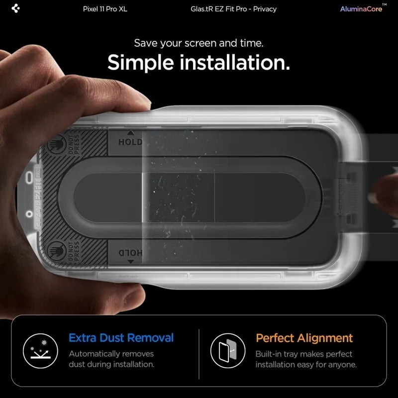 Spigen Glas.tR EZ Fit Pro AC Privacy 2 vnt. rinkinys - Grūdintas privatumo stiklas, skirtas Google Pixel 9 Pro XL / 10 Pro XL / 11 Pro XL (2 pakuotė)