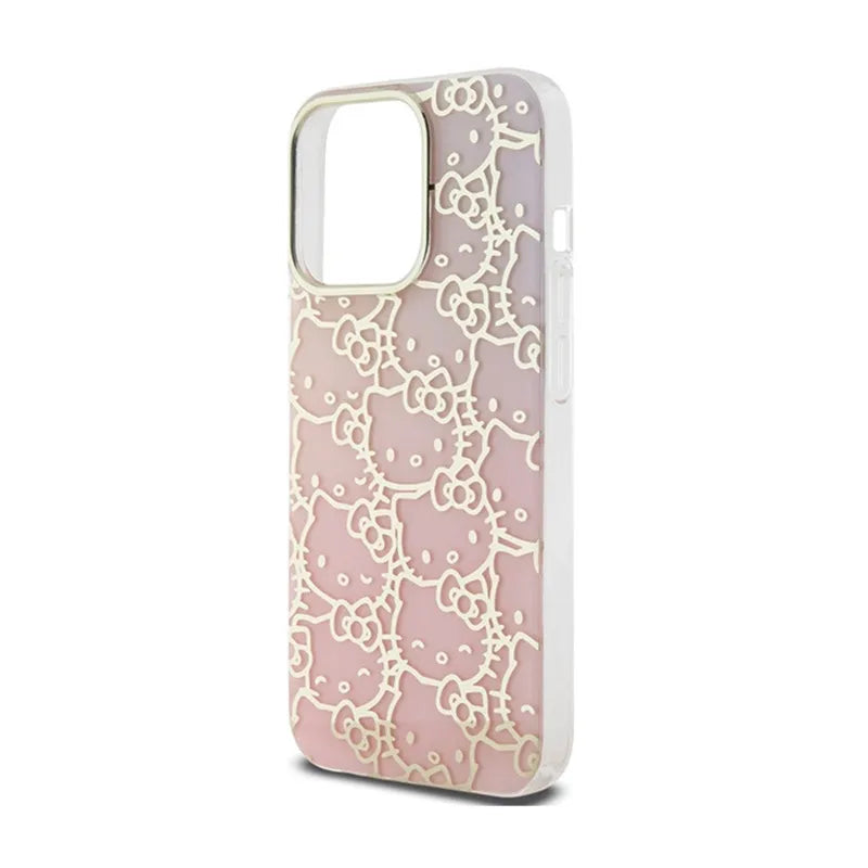 Hello Kitty IML Gradient Electrop Crowded Kitty Head – dėklas iPhone 15 Pro (rožinis)