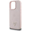 Guess Grained Hot Stamp Peony Triangle Logo MagSafe – Dėklas iPhone 16 Pro (rožinis)