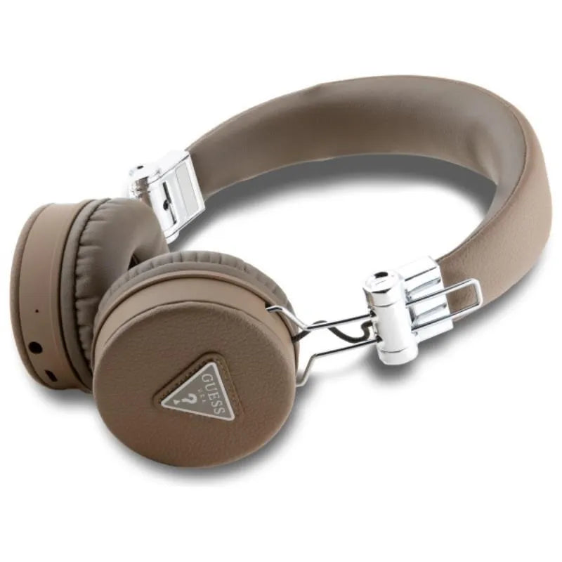Guess Grained Classic Round Shape – belaidės Bluetooth ENC ausinės (rudas)