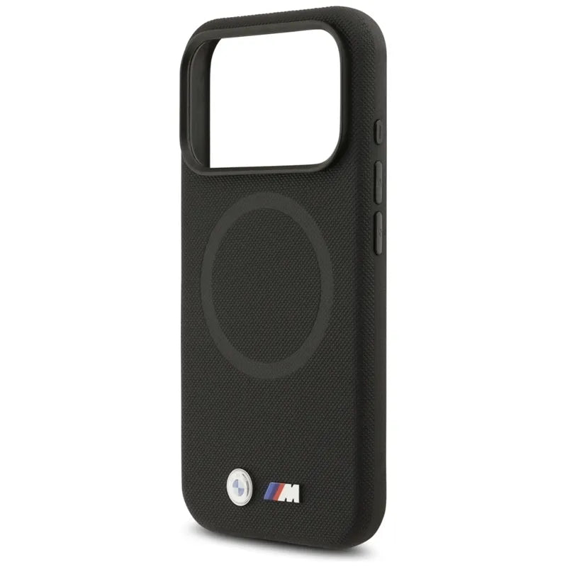 BMW M FW Metal Logo MagSafe – Dėklas iPhone 17 Pro (juodas)