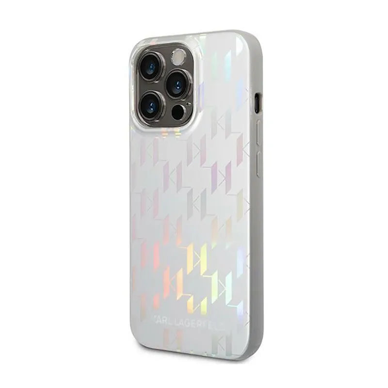 Karl Lagerfeld Monogram Iridescent - Dėklas, skirtas iPhone 14 Pro (sidabrinis)