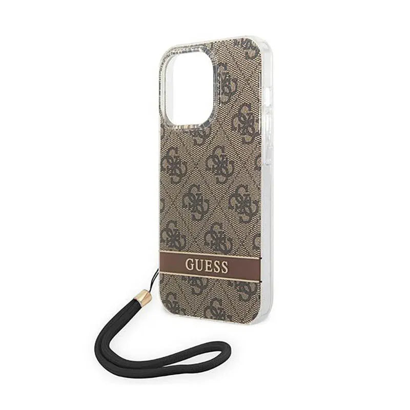 Guess 4G Print Cord - Dėklas iPhone 14 Pro (Rudas)