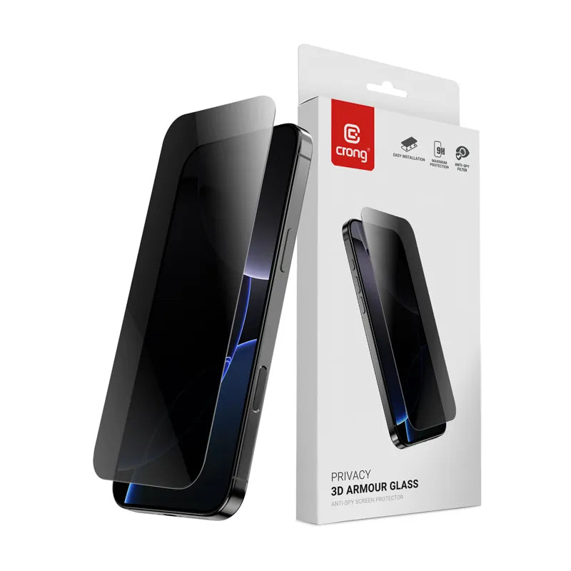 Crong Privacy 3D Armor Glass - Grūdintas privatumą užtikrinantis stiklas iPhone 16 / iPhone 15