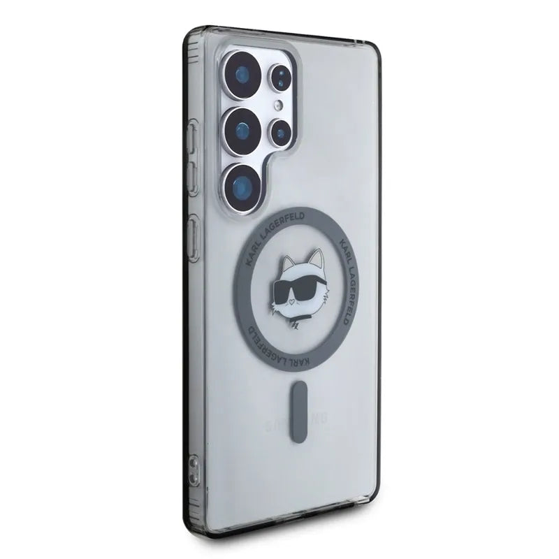 Karl Lagerfeld Button Choupette Head Printed Logo MagSafe - dėklas Samsung Galaxy S25 Ultra (juodas)
