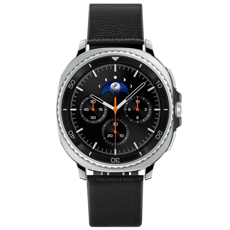 Spigen Enzo – natūralios odos dirželis Samsung Galaxy Watch 8 / 8 Classic 40 / 44 / 46 mm (juodas)