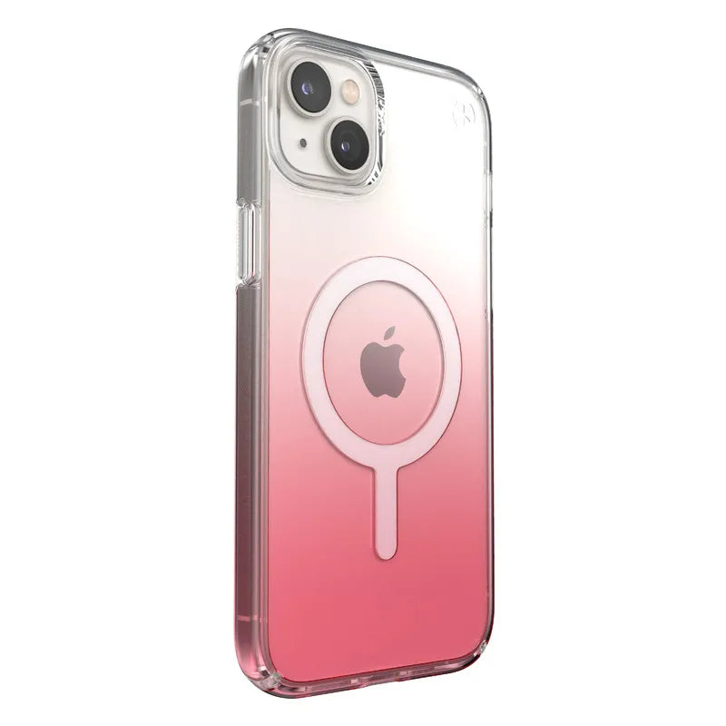 Speck Presidio Perfect-Clear + Ombre + MagSafe - dėklas iPhone 15 Plus / 14 Plus su MICROBAN danga (Skaidrus / Vintage Rose Fade)